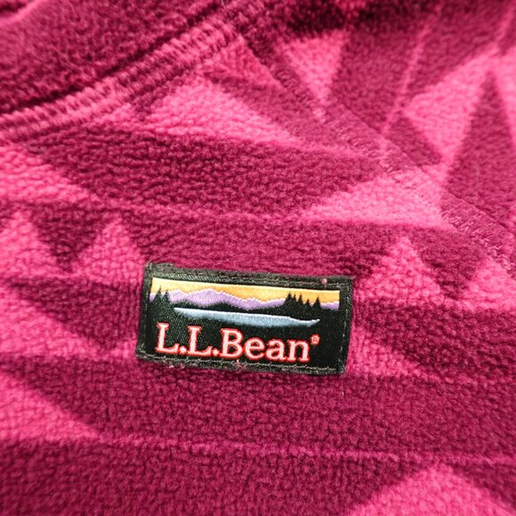 L.L.Bean Fleece Pullover Kids M 10–12 Purple Magenta Geometric Outdoor Layer - Picture 2 of 8